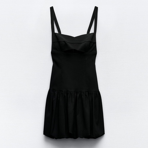 Zara dress little black balloon cut out fitted bodycon evening cocktail party - Picture 12 of 16